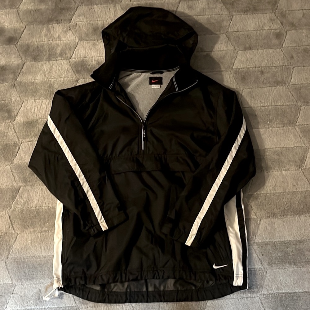 Nike Training Wind Jacket Black w/White Reflective Sleeve Stripes Mens Large